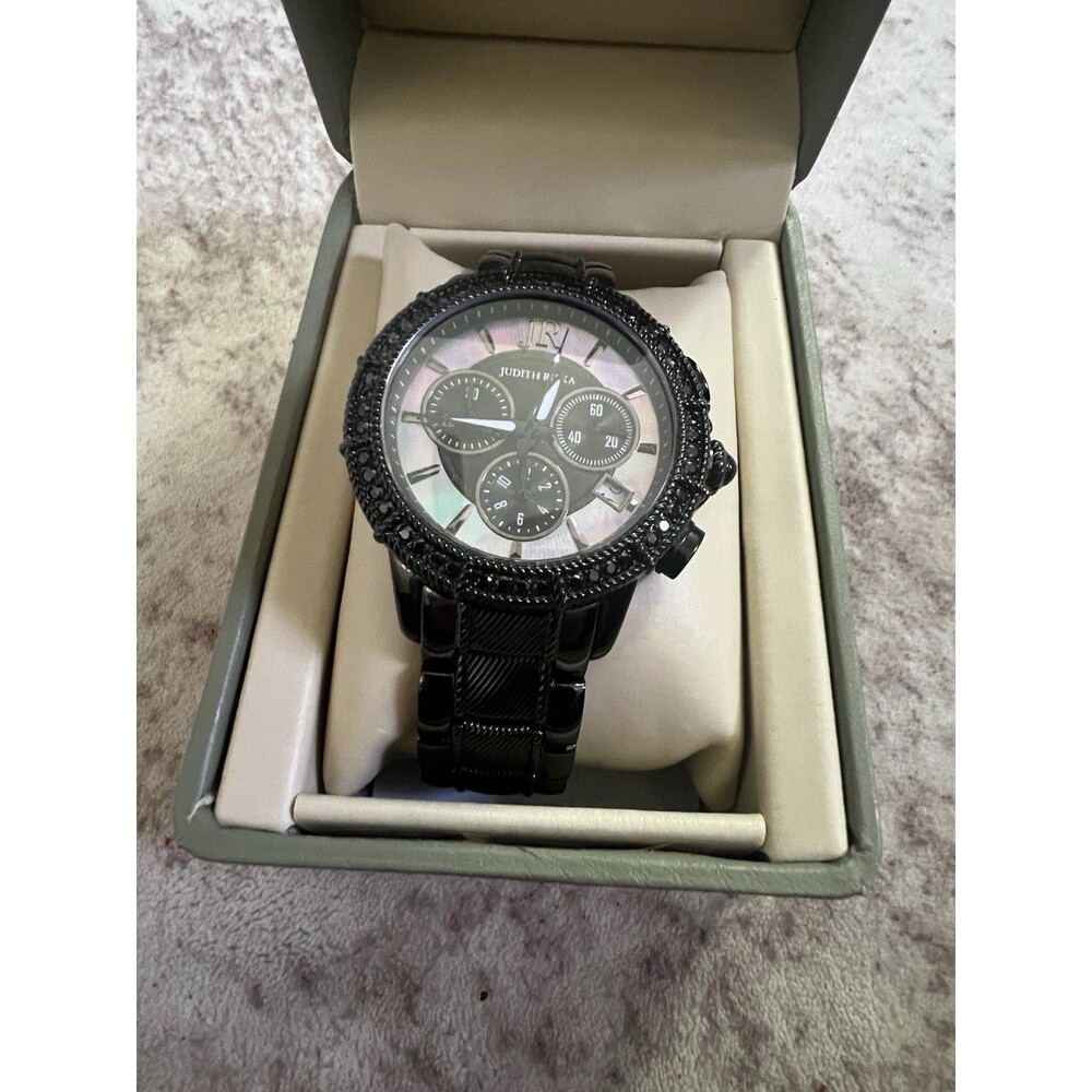 Judith Ripka Women's Watch Quartz Chronograph Black Stainless Steel 38mm